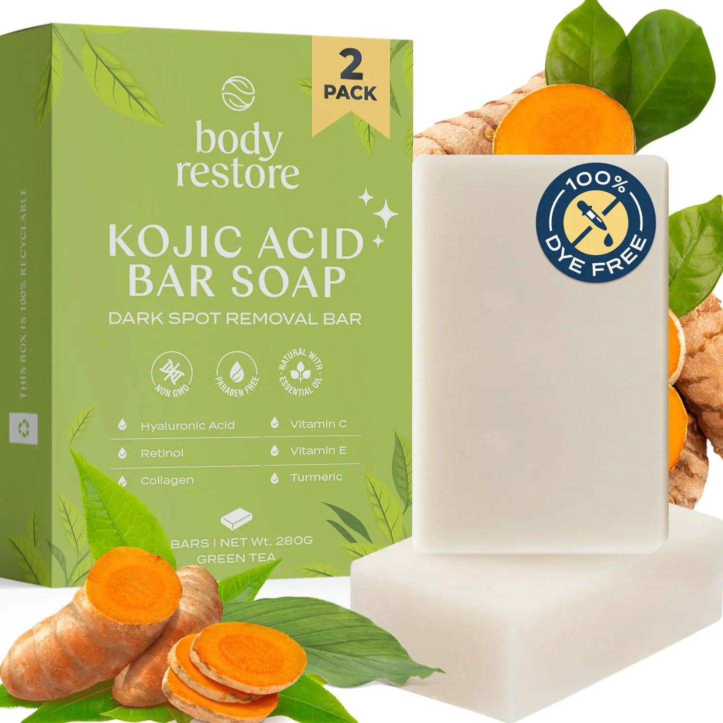 Green Tea Kojic Acid Skin Brightener Soap - Dual Pack