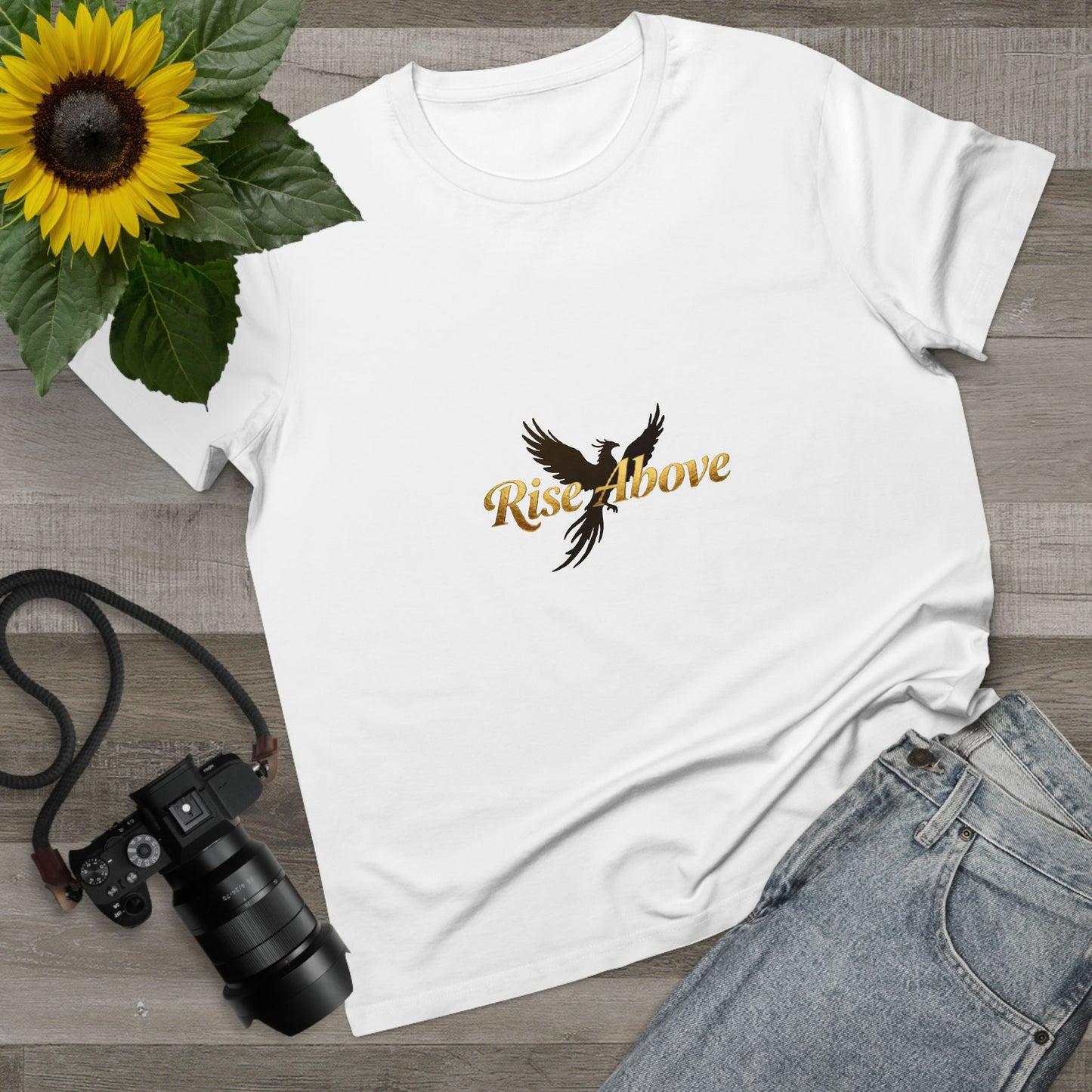 Rise Above Women's Maple Tee - Inspirational Graphic T-Shirt for Empowerment