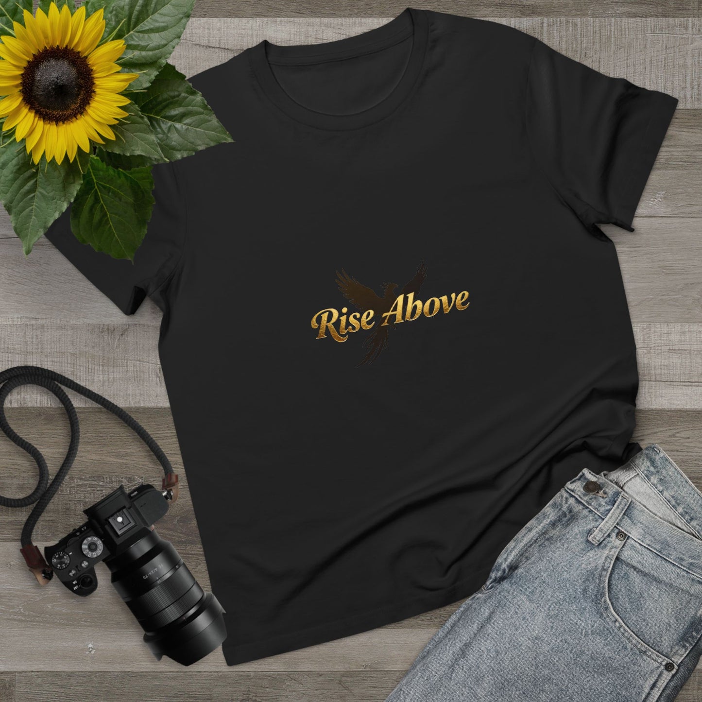 Rise Above Women's Maple Tee - Inspirational Graphic T-Shirt for Empowerment