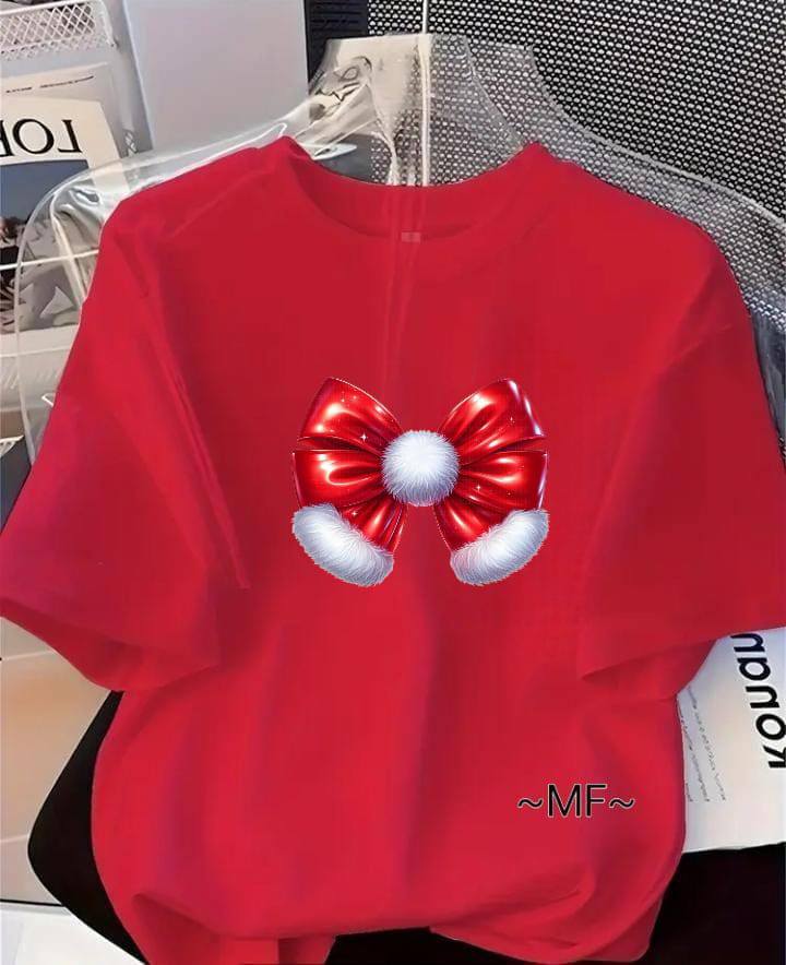 Cozy Christmas Bow Loose Fit Tees - Unisex