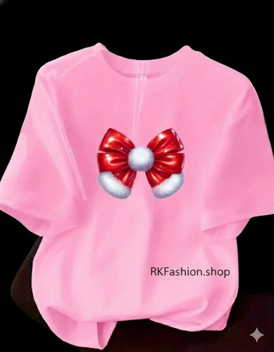 Cozy Christmas Bow Loose Fit Tees - Unisex