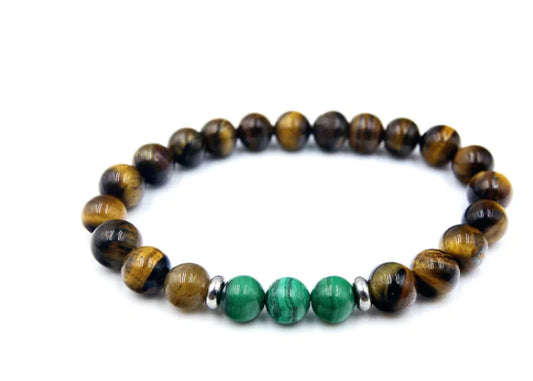 Elegant Malachite & Tiger Eye Bracelet